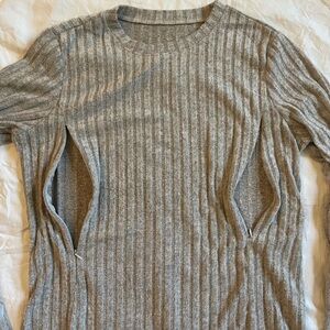 Maternity Nursing Sweater Grey Ribbed Nursing Zipper